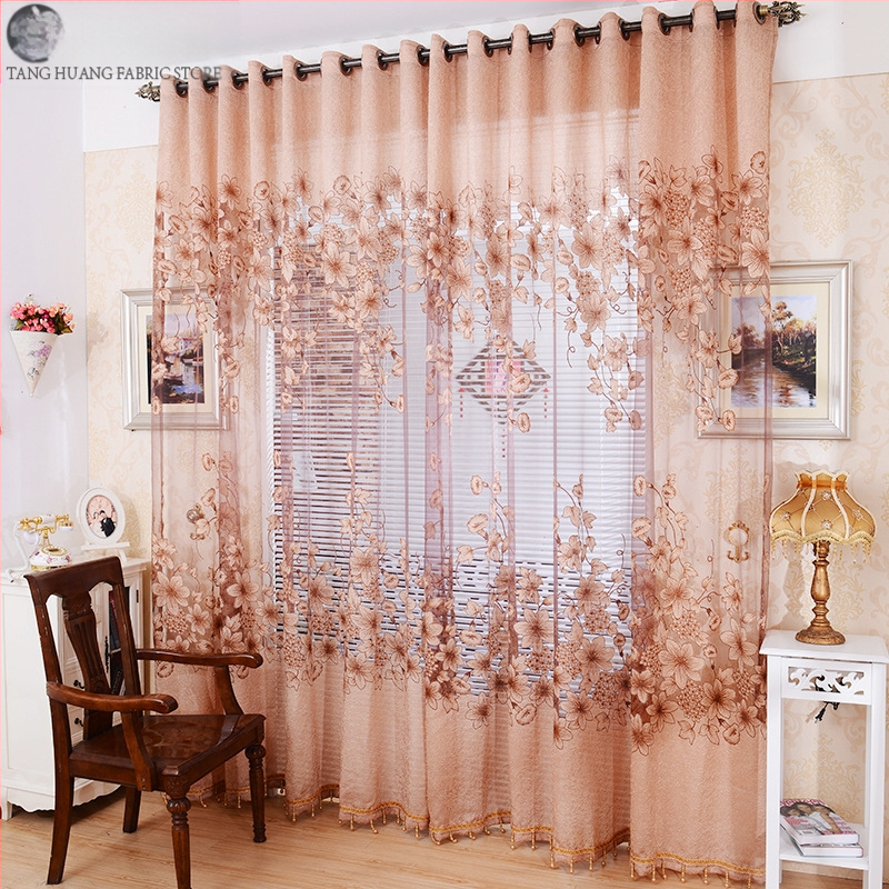 Ryto bulių sudegintos žakardo gėlės permatomas langų ekranas „Ebay“, „Amazon Wish“, „Aliexpress“. Populiarus baigtas užuolaidų langų ekranas.