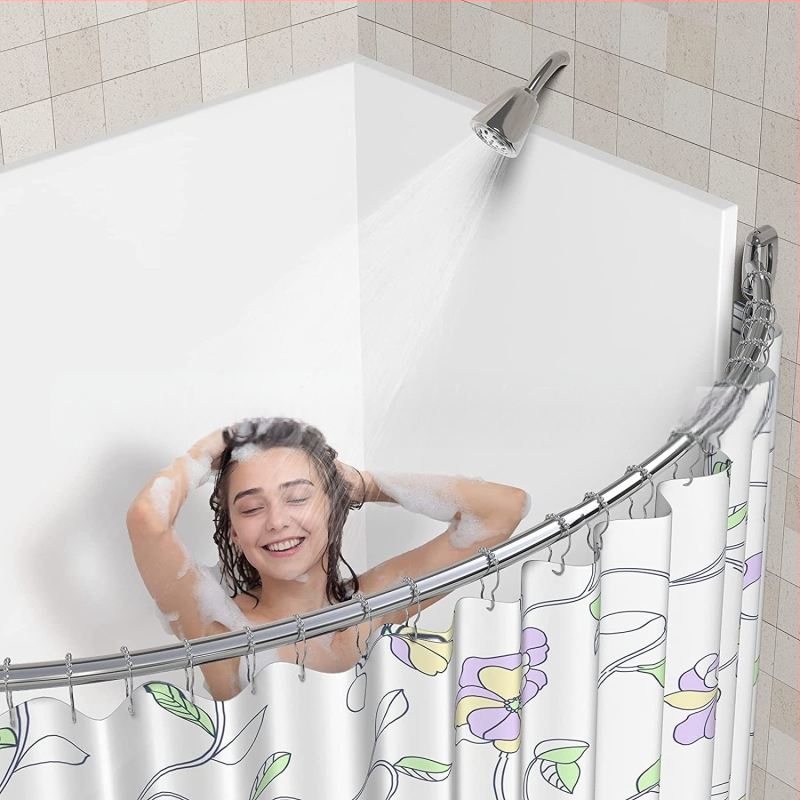 Vannitoa perforeeritud paks 304 roostevabast terasest kumer dušikardina varras dušiventilaatori kujuline C-kujuline kardinavarras dušikardina varras