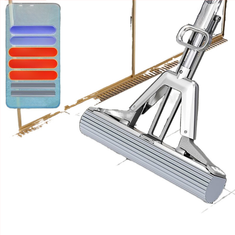 Σφουγγαρίστρα με σφουγγάρι χωρίς χέρια, καθαρισμός σε ένα βήμα, οικιακή τεμπέλης διπλής χρήσης ξηρή και υγρή σφουγγαρίστρα PVA, τηλεσκοπική ράβδος, εξοικονόμηση εργασίας