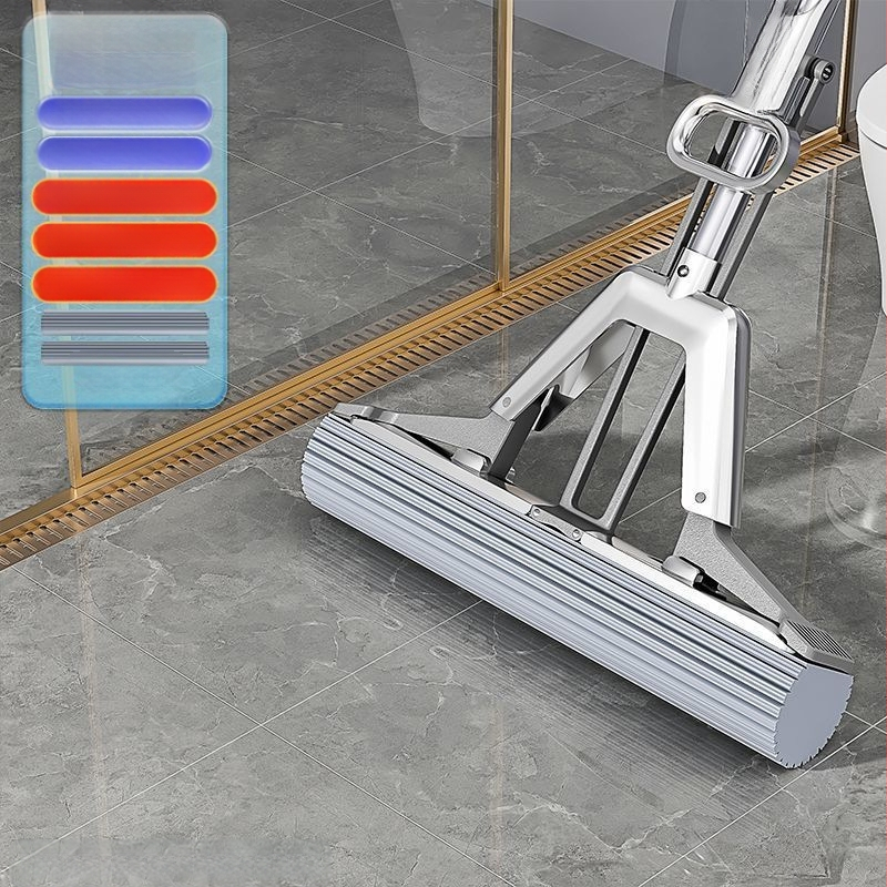 Σφουγγαρίστρα με σφουγγάρι χωρίς χέρια, καθαρισμός σε ένα βήμα, οικιακή τεμπέλης διπλής χρήσης ξηρή και υγρή σφουγγαρίστρα PVA, τηλεσκοπική ράβδος, εξοικονόμηση εργασίας