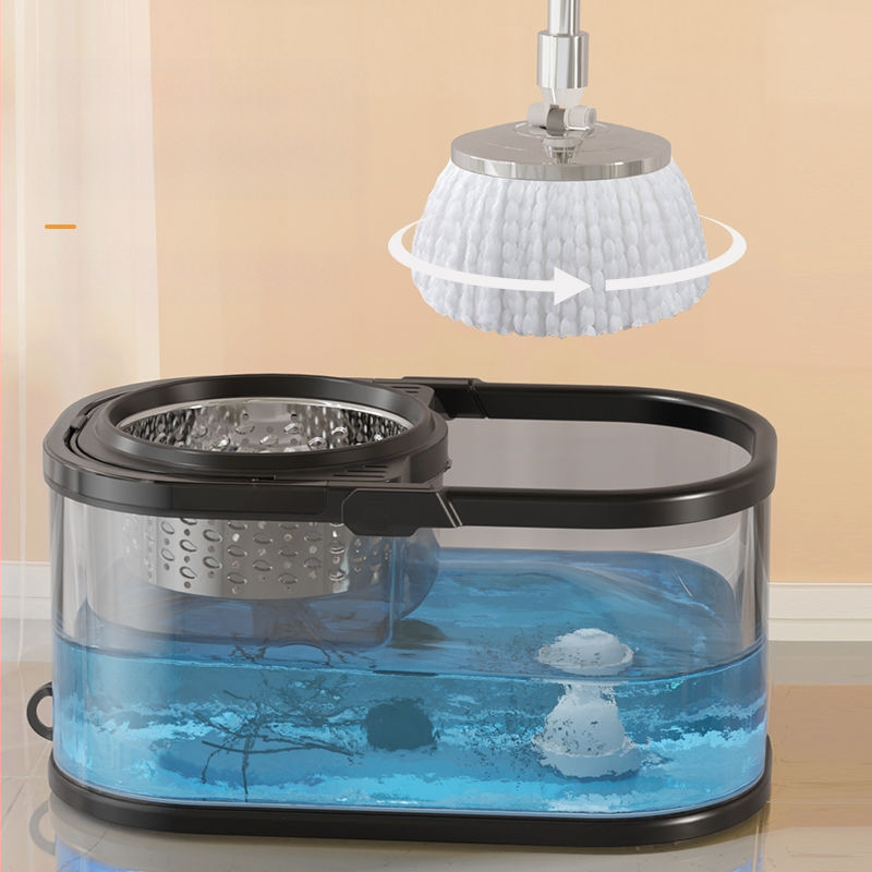 Ανοξείδωτη περιστρεφόμενη διπλής κίνησης αυτόματη σφουγγαρίστρα Lazy People`s Hands-Free οικιακή σφουγγαρίστρα με κουβά