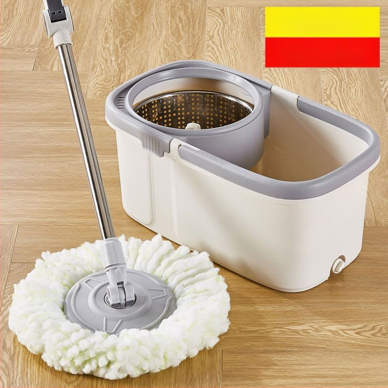 Κουβάς σφουγγαρίστρας γενικής χρήσης για γρήγορο στέγνωμα με καθαρισμό σε ένα βήμα, απορροφητικό, διπλής χρήσης για υγρό και στεγνό καθάρισμα, επίπεδη σφουγγαρίστρα χωρίς χέρια για τεμπέληδες