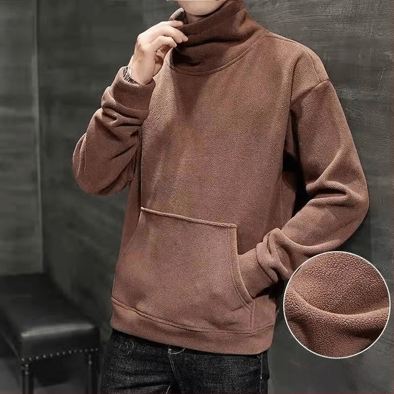 Őszi és téli férfi plus size pulóver de Bársony aljú ing bő pulóver polár béléssel vastag meleg belső felső mindenhez illő