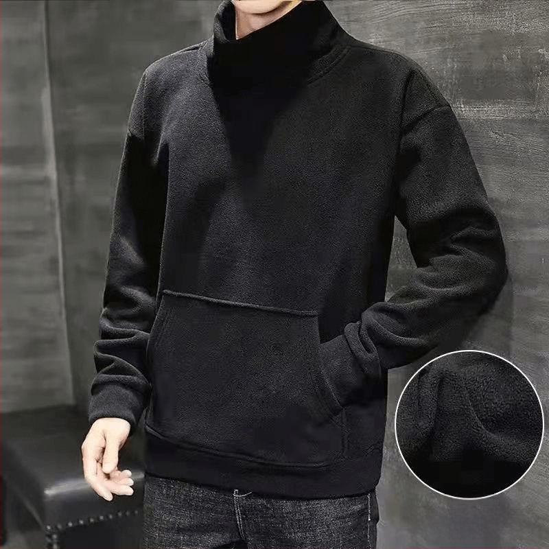 Őszi és téli férfi plus size pulóver de Bársony aljú ing bő pulóver polár béléssel vastag meleg belső felső mindenhez illő