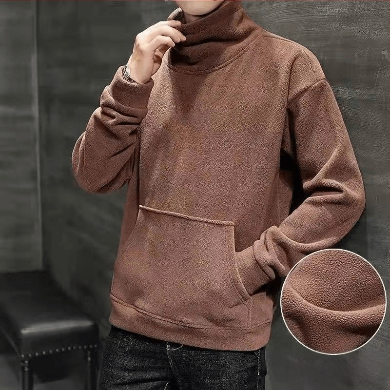 Őszi és téli férfi plus size pulóver de Bársony aljú ing bő pulóver polár béléssel vastag meleg belső felső mindenhez illő