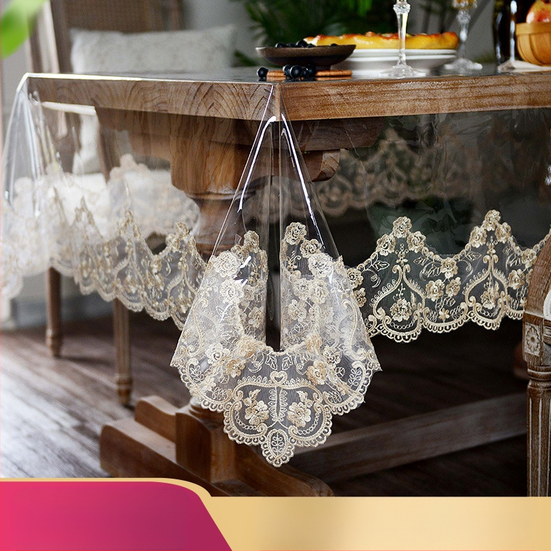 PVC terítő, vízálló, olajálló, átlátszó asztalszőnyeg, eldobható dohányzóasztal kendő, kristálytábla, puha üveg borítású kendő, csipke terítő