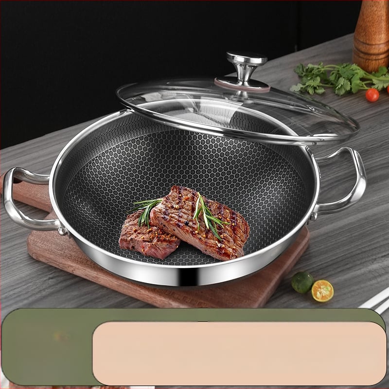 Dvipusis korio formos kepimo indas, specialus storas nerūdijančio plieno nelimpantis sriubos puodas, universali keptuvė, tarpvalstybinis didmeninis dovanų puodas