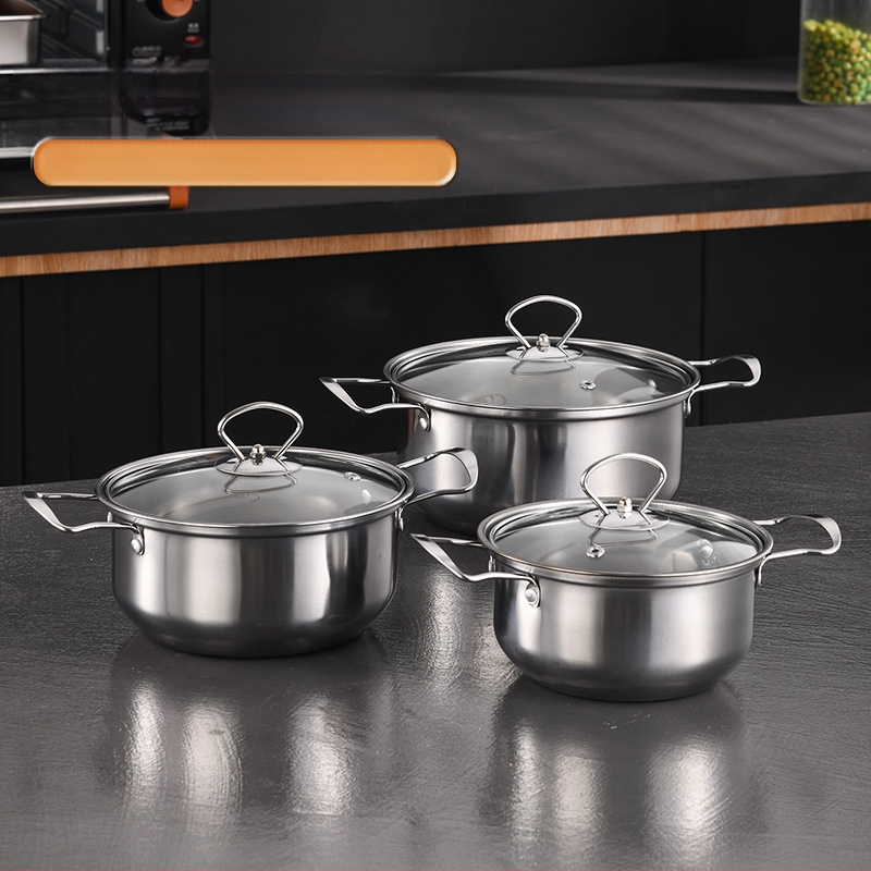 Διασυνοριακά μαγειρικά σκεύη από ανοξείδωτο ατσάλι, σετ 6 τεμαχίων, σετ εξαγωγής, σετ κατσαρόλας με λαβή ψησίματος, σετ δώρου 16-20cm