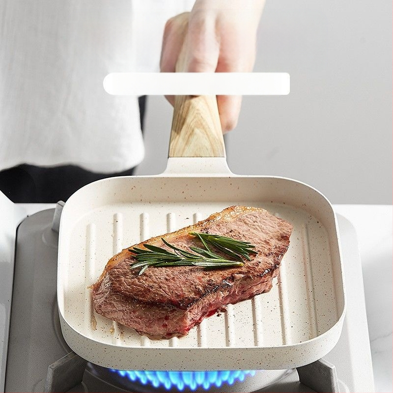 Piiriülene Korea stiilis peekoniprae pann, triibuline lameda põhjaga praepann, Maifan kivist mittenakkuv pann, mini hommikusöögipann, universaalne