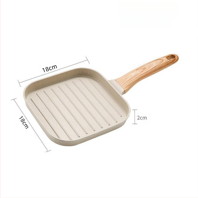 Piiriülene Korea stiilis peekoniprae pann, triibuline lameda põhjaga praepann, Maifan kivist mittenakkuv pann, mini hommikusöögipann, universaalne