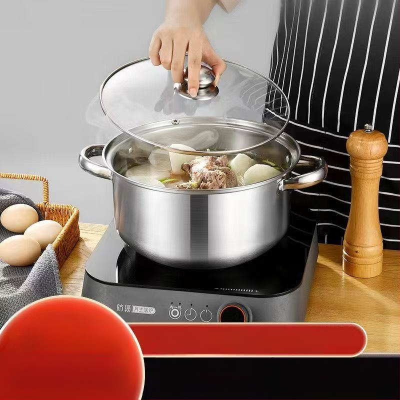 Extra vastag almás fazék rozsdamentes acél levesesfazék háztartási zabkása leves lapos aljú forrázásgátló fazék többcélú sűrített