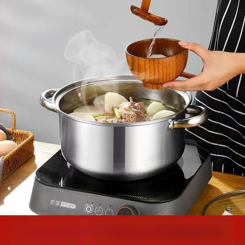 Extra vastag almás fazék rozsdamentes acél levesesfazék háztartási zabkása leves lapos aljú forrázásgátló fazék többcélú sűrített