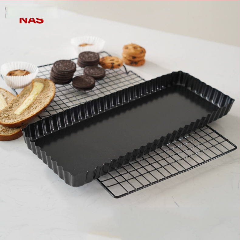 Kepimo forma su kvadratiniu dugnu, 14 colių skrebučio formos kepimo forma, gofruota, nelimpanti kepimo priemonė