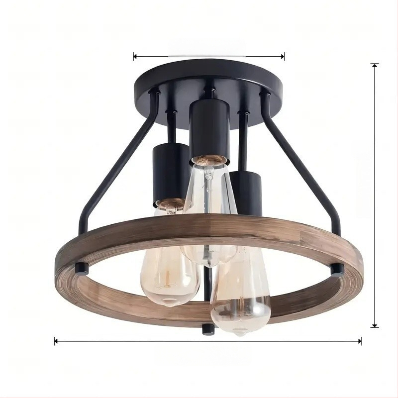 Amazoni populaarne Ameerika retro-industriaalse stiiliga täispuidust laelamp loomingulise isiksusega elutoa magamistoa vahekäigu laelamp