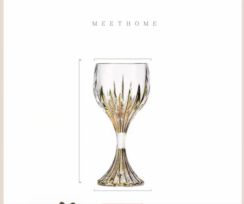 Kerge luksuslik kuldne veiniklaas Euroopa stiilis vintage kristallklaasist pokaal kinkekarbis kolimise kinkekarbis kristallveiniklaaside komplekt