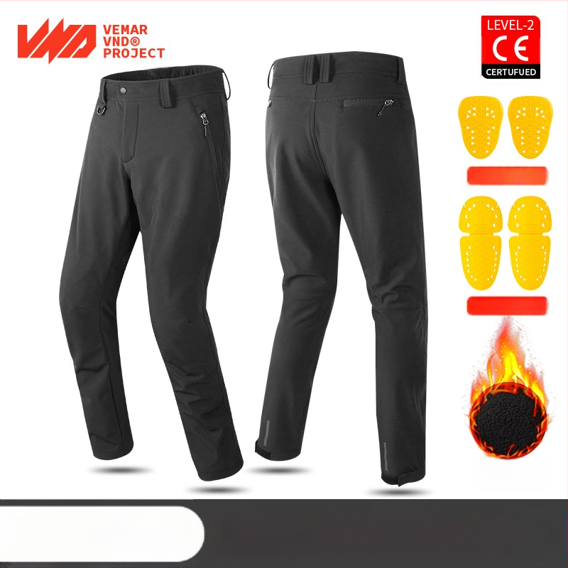 VND motoros nadrág, őszi és téli, gyapjúbéléssel, vízálló, cseppálló, vastagított CE2 védőfelszereléssel, utcai motoros, hétköznapi szerszámos nadrág