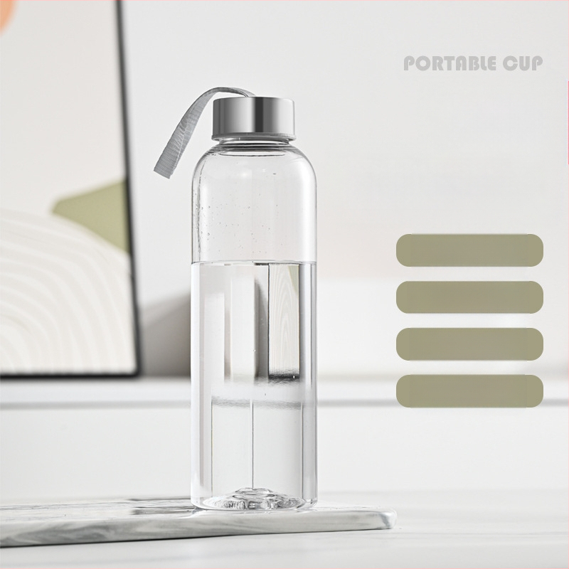 Υψηλής ποιότητας βοριοπυριτικό μπαμπού καπάκι κορδόνι γυάλινο αθλητικό μπουκάλι νερό μονής στρώσης γυάλινο φορητό δημιουργικό ποτήρι ανάπηρου κυλινδρικό ποτήρι νερού