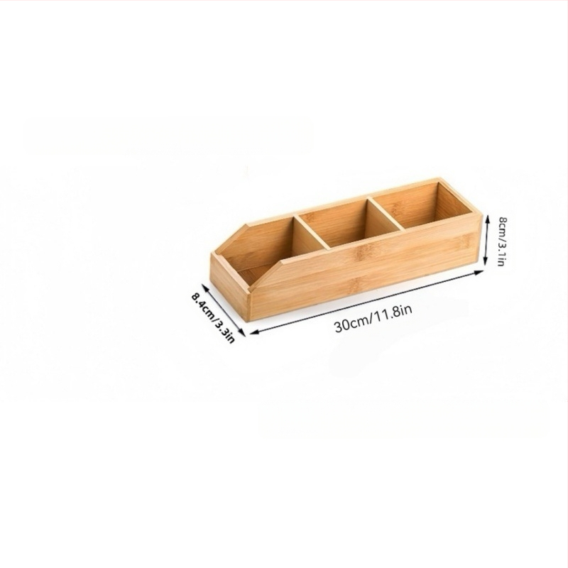 Piiriülene bambusest teekoti hoiukarp, väljatõmmatav kohvikapslikarp, bambusest ja puidust karp sahtliga