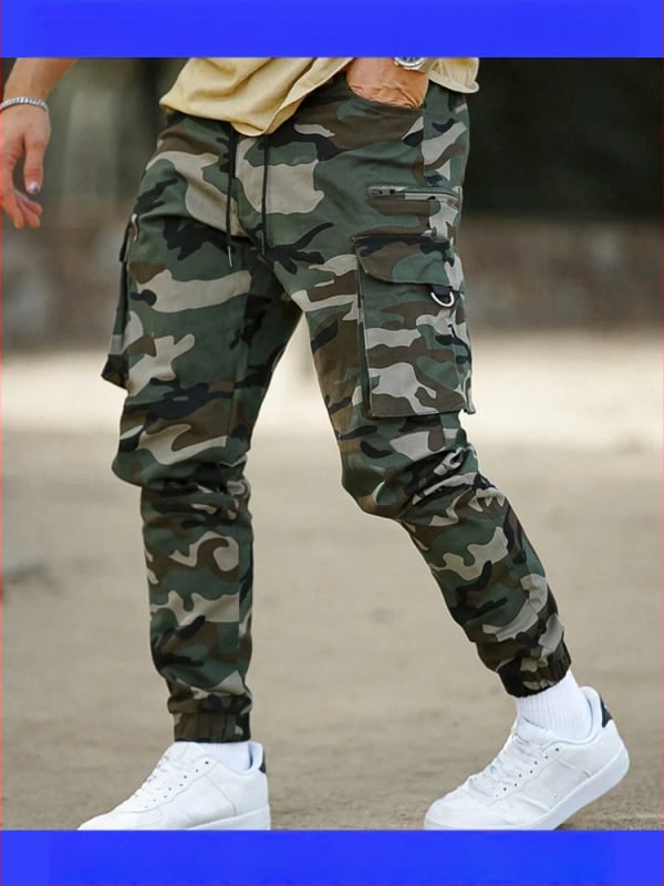 Gyártó egyedi nadrágok európai és amerikai határokon átnyúló amerikai stílusú álcázó alkalmi cargo nadrág férfi tavaszi és nyári divatos márkájú jogger nadrág 8666