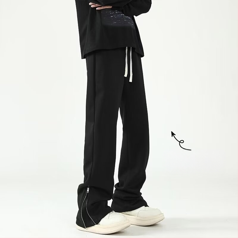 Őszi és téli divatos márkás, polár bélésű, cipzáras, lezser nadrág, férfi hangulatos, amerikai stílusú, lezser sportnadrág, utcai viseletre tervezett hosszú nadrág