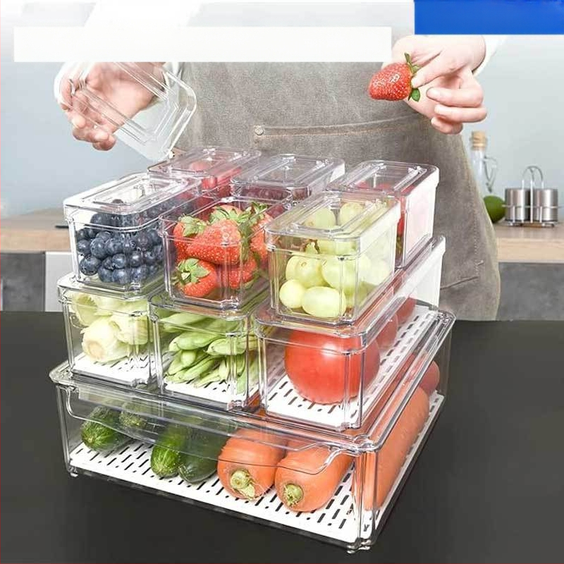 Határokon átnyúló raktáron, benyomható és összecsukható, fedeles hűtőszekrény tárolódobozzal, átlátszó, élelmiszeripari minőségű kisállat tárolódoboz konyhai tárolódobozzal