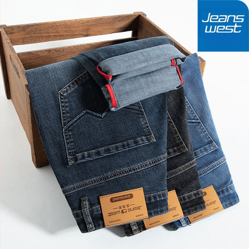 Φθινοπωρινό και Χειμερινό Τζιν Ανδρικό Ίσιο Πόδι Ευέλικτο Ελαφρύ Business Casual Slim Stretch Ανδρικό Τζιν Παντελόνι Jeanswest