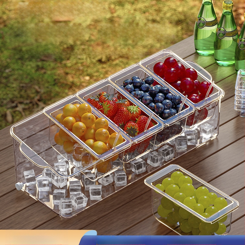 Határokon átnyúló gyümölcssaláta doboz villával hordozható frissen tartó doboz piknik rekesz fagyasztó doboz háztartási hűtőszekrény tároló doboz