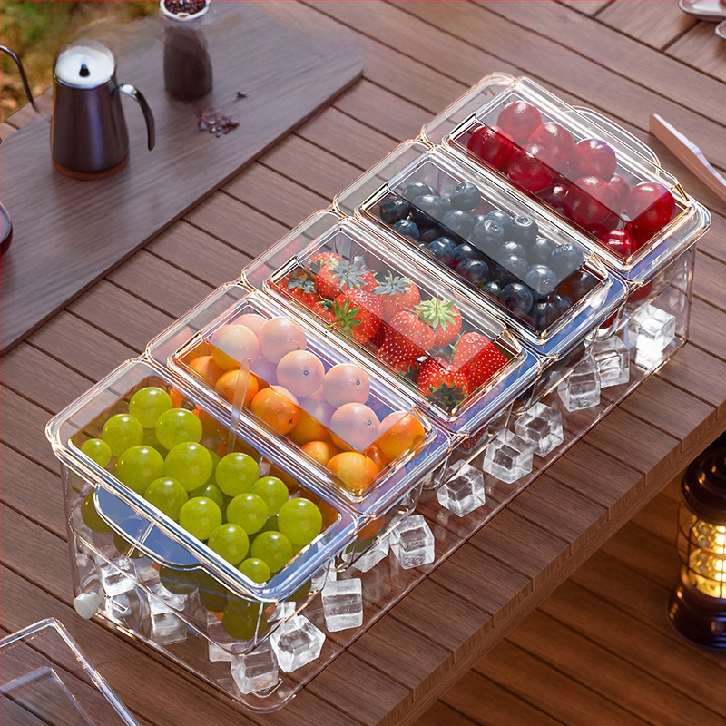 Határokon átnyúló gyümölcssaláta doboz villával hordozható frissen tartó doboz piknik rekesz fagyasztó doboz háztartási hűtőszekrény tároló doboz