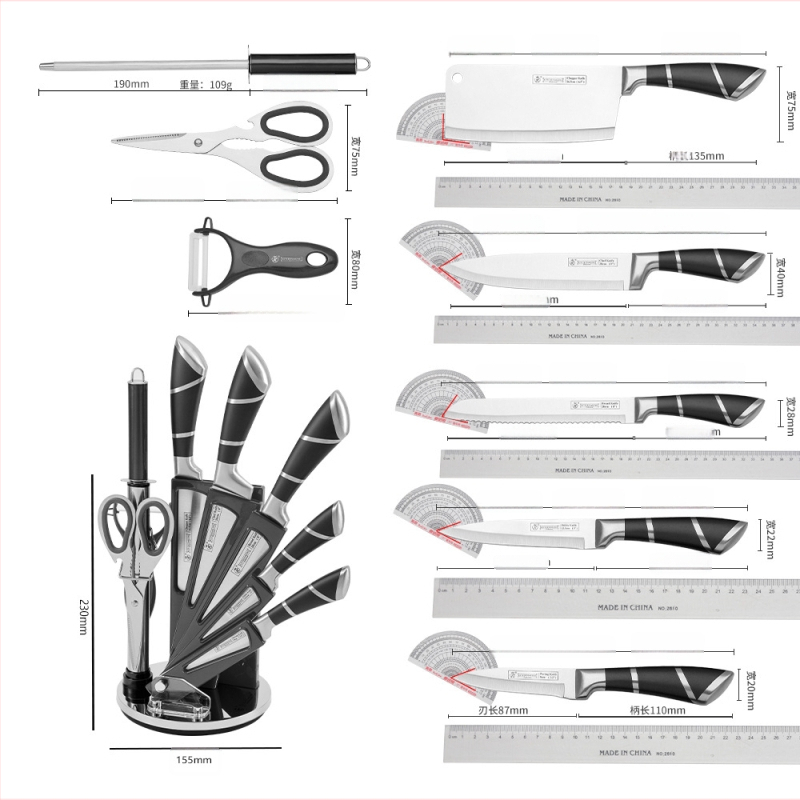 Set de cuțite Jiameikang pentru comerț exterior, set combinat de cuțite de bucătar din oțel inoxidabil, set de cuțite cu mâner gol, set de cuțite cadou în stoc