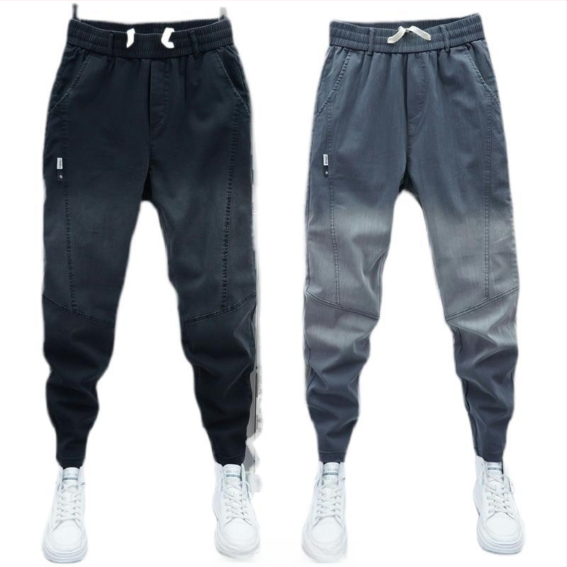 Férfi 2025-ös új nyári farmernadrág, divatos, színátmenetes színű, karcsúsított, szabadidőnadrág, karcsúsító, lezser nadrág