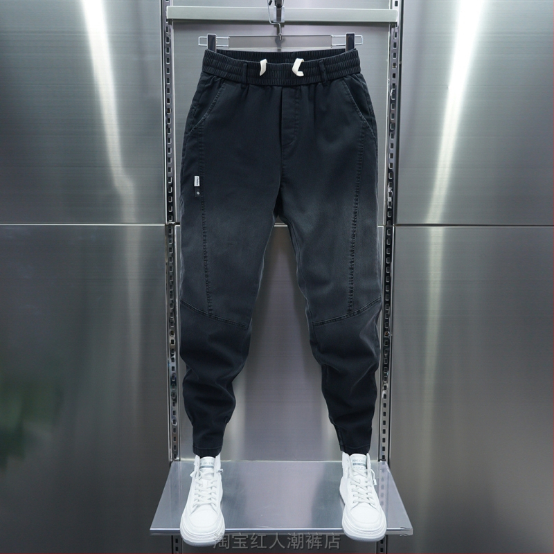 Férfi 2025-ös új nyári farmernadrág, divatos, színátmenetes színű, karcsúsított, szabadidőnadrág, karcsúsító, lezser nadrág