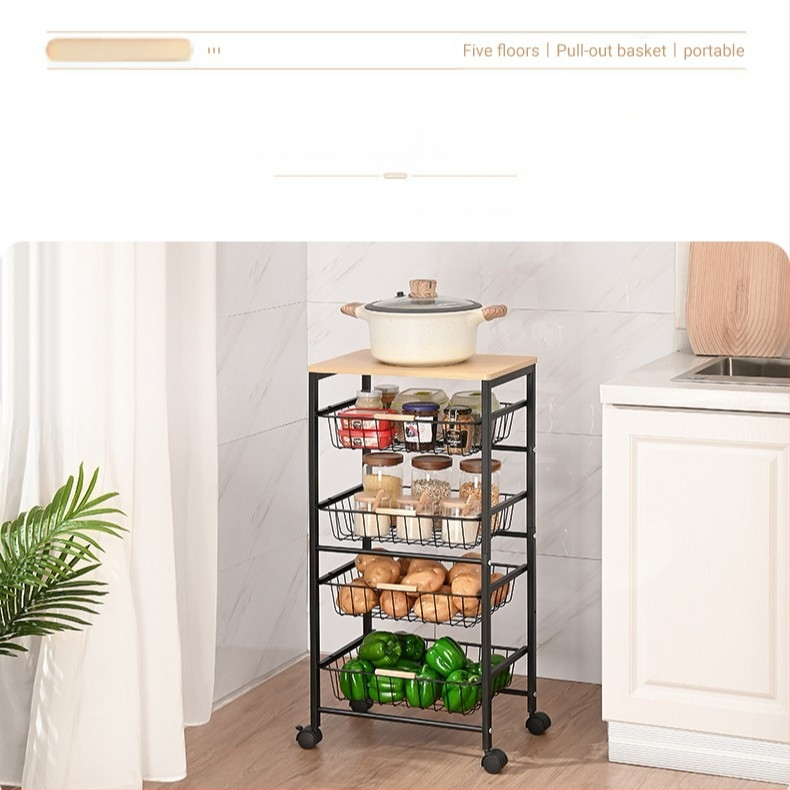 Keskeny résű, padlón álló, többrétegű, fiókos konyhai tárolóállvány, kocsi, húzható-toló zöldségtároló, gyümölcs- és zöldségállvány, nagykereskedelem