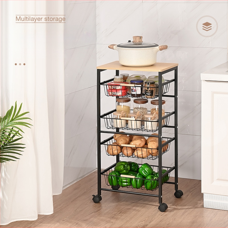 Keskeny résű, padlón álló, többrétegű, fiókos konyhai tárolóállvány, kocsi, húzható-toló zöldségtároló, gyümölcs- és zöldségállvány, nagykereskedelem