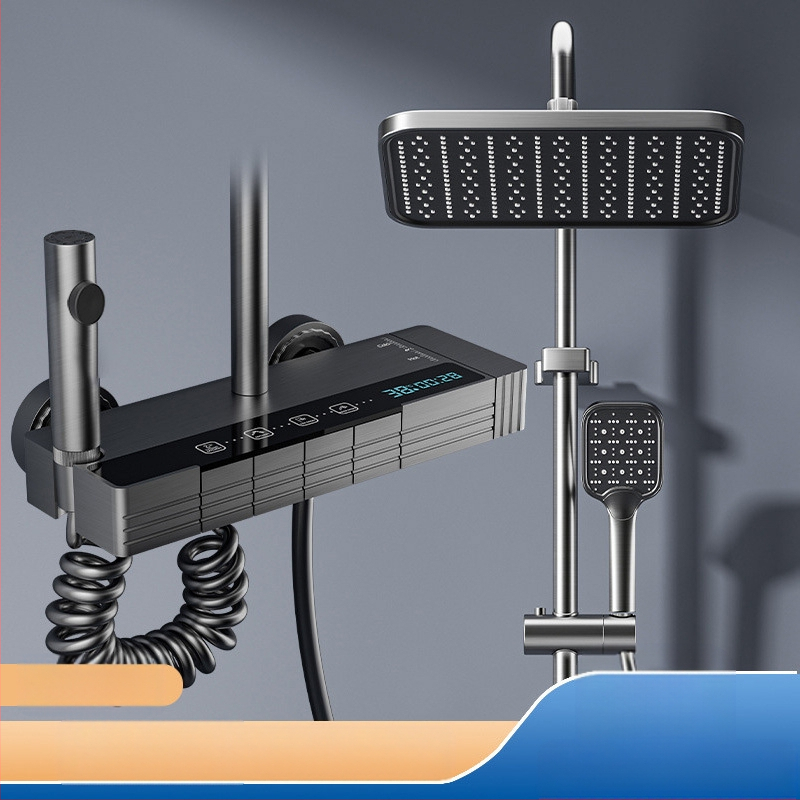 Uus dušipea vannitoa vihmadušikomplekt multifunktsionaalne pihusti nupuga lüliti meeleoluvalgustusega täiskomplekt digitaalse ekraaniga dušipea