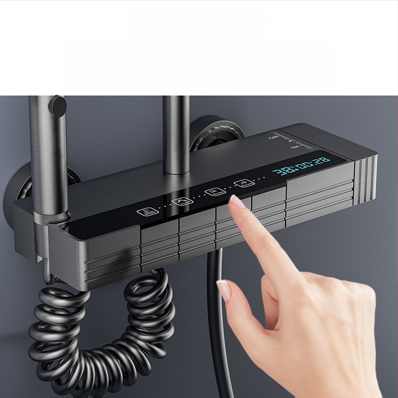 Uus dušipea vannitoa vihmadušikomplekt multifunktsionaalne pihusti nupuga lüliti meeleoluvalgustusega täiskomplekt digitaalse ekraaniga dušipea