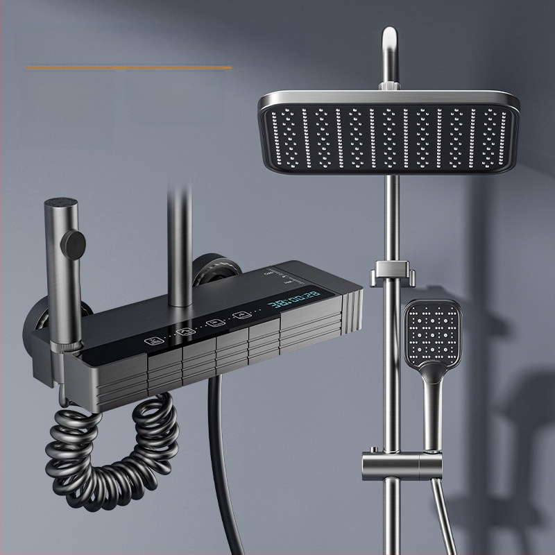 Uus dušipea vannitoa vihmadušikomplekt multifunktsionaalne pihusti nupuga lüliti meeleoluvalgustusega täiskomplekt digitaalse ekraaniga dušipea