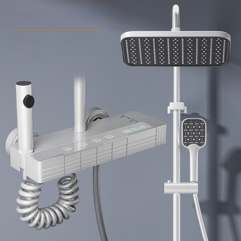 Uus dušipea vannitoa vihmadušikomplekt multifunktsionaalne pihusti nupuga lüliti meeleoluvalgustusega täiskomplekt digitaalse ekraaniga dušipea