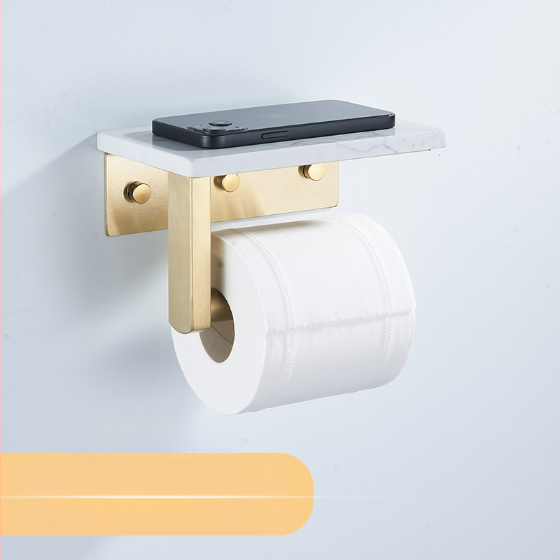Marmurinis nerūdijančio plieno servetėlių laikiklis, tualetinio popieriaus volelio laikiklis, tualetinis šviestuvas, prabangus prie sienos tvirtinamas daiktadėžė su mobiliojo telefono lentyna