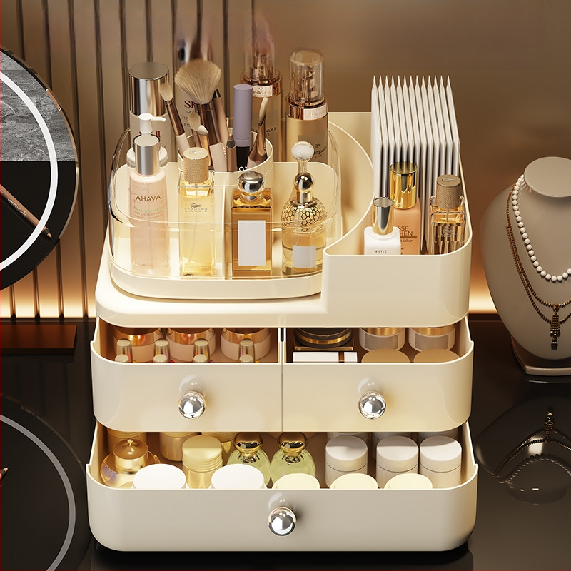 Kosmeetikatoodete hoiukarp Sahtlitüüpi lauaarvuti Suure mahutavusega tolmukindel korraldaja Tualettlaud Nahahooldus Huulepulga hoiuriiul