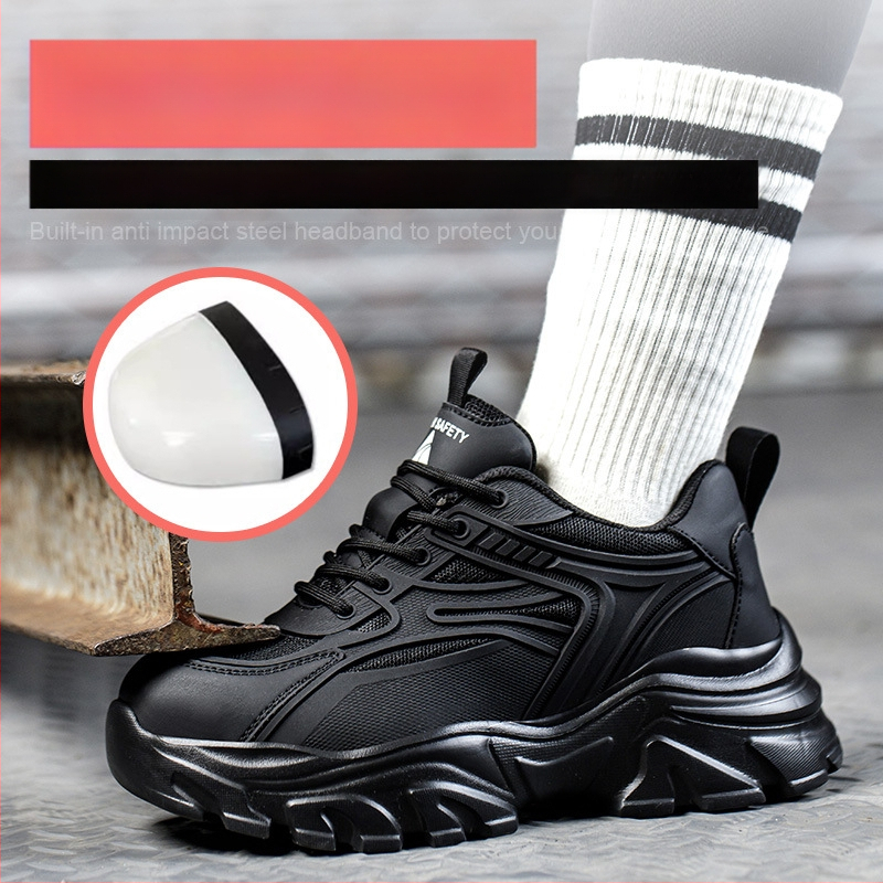 Tarpvalstybinė didmeninė prekyba moteriškais darbo apsaugos batais, lengvi, madingi, gremėzdiški, apsauginiai batai, apsaugantys nuo smūgių, apsaugantys nuo auskarų vėrimo, mažo dydžio, juodi platforminiai