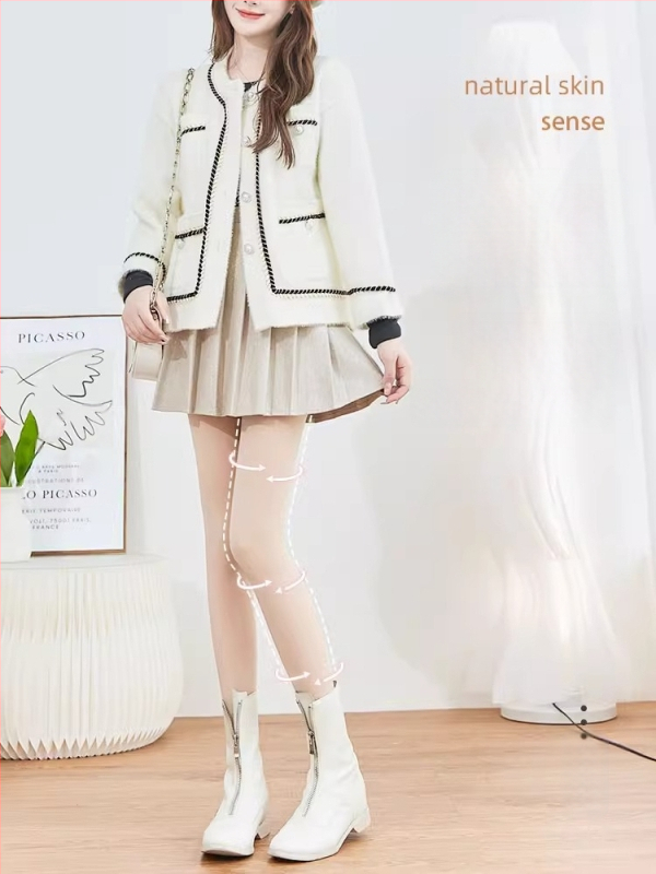 Kūno spalvos tikroviškos naujos basų kojų efekto moteriškos vientisos kojinės, šiltos medvilninės kelnės rudeniui ir žiemai, fliso pamušalu ir pastorintos tamprės