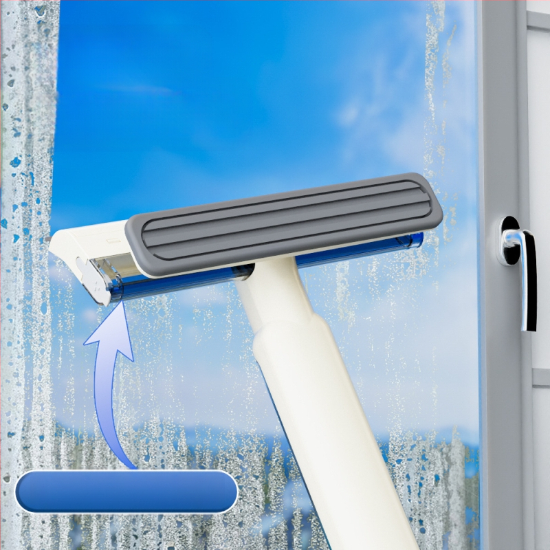 Διασυνοριακό οικιακό εργαλείο για τον καθαρισμό εξωτερικών παραθύρων πολυώροφων κτιρίων με ψεκασμό νερού και ενσωματωμένη ξύστρα, συσκευή καθαρισμού τζαμιών διπλής όψης με ισχυρή αναρρόφηση
