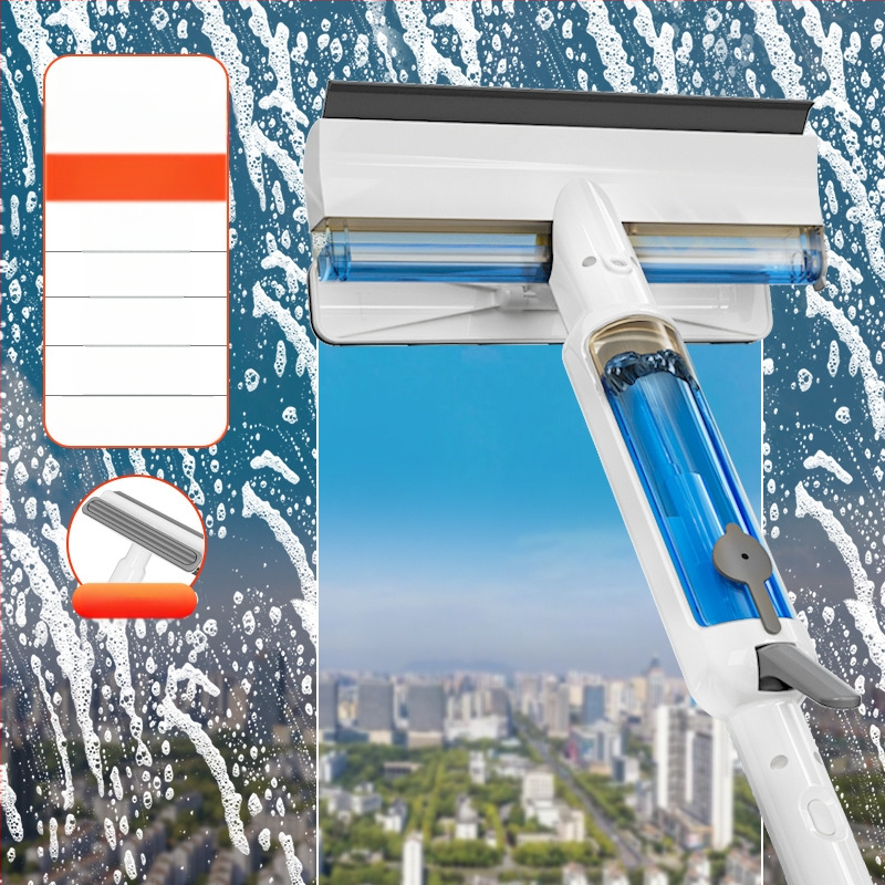 Διασυνοριακό οικιακό εργαλείο για τον καθαρισμό εξωτερικών παραθύρων πολυώροφων κτιρίων με ψεκασμό νερού και ενσωματωμένη ξύστρα, συσκευή καθαρισμού τζαμιών διπλής όψης με ισχυρή αναρρόφηση