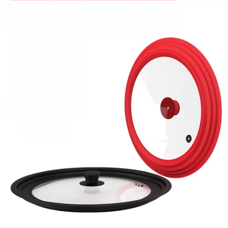 Gamintojo didmeninė prekyba karščiui atsparia daugiafunkcine 32 cm sprogimui atsparia grūdinto stiklo silikonine puodo dangčiu, buitine garintuvo keptuve