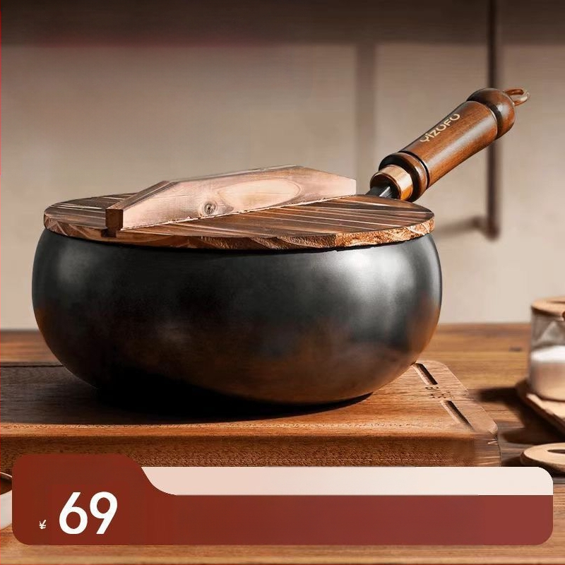 Autentiška tradicinė Zhangqiu rankų darbo didelė keptuvė su nepridegančia danga, rankų darbo keptuvė, pieno puodas, virimo puodas