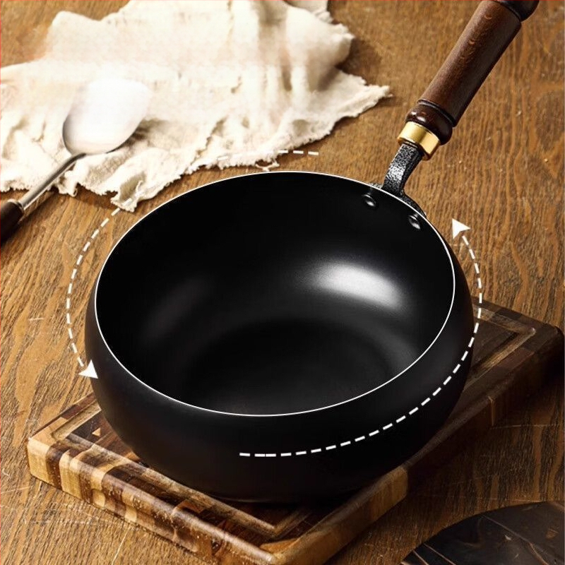 Autentiška tradicinė Zhangqiu rankų darbo didelė keptuvė su nepridegančia danga, rankų darbo keptuvė, pieno puodas, virimo puodas