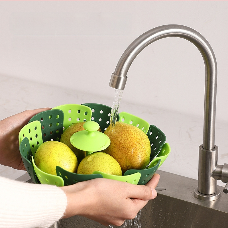 Daudzfunkcionāls saliekams Lotus tvaikoņa tvaikonis teleskopisks plastmasas augļu bļodas saliekams grozs augļu groza filtrs ūdens notekas bļoda