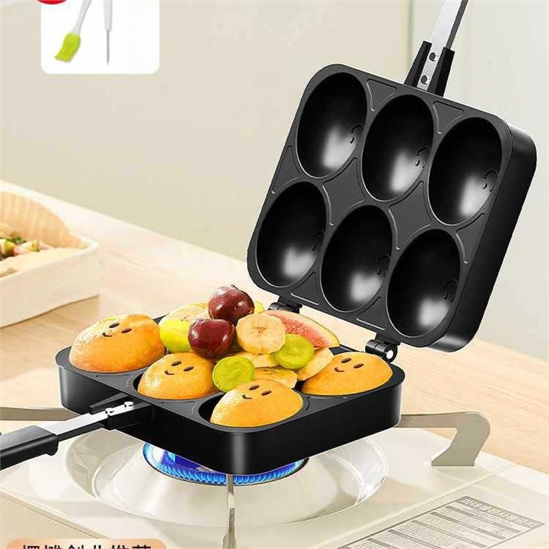 Komercinė torto formos grynoji raudona pasta besišypsančio veido kiaušinių dujinė kepimo skarda kiaušinių gaminimo aparatas buitinis Honkongo stiliaus kiaušinių gaminimo aparatas