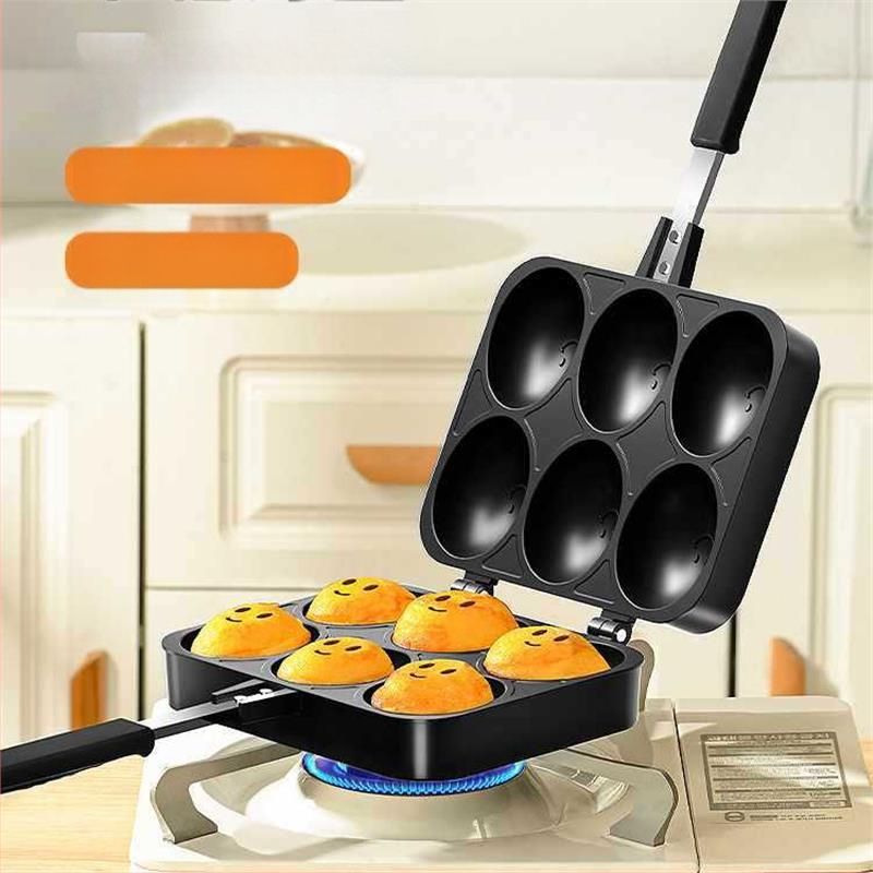 Komercinė torto formos grynoji raudona pasta besišypsančio veido kiaušinių dujinė kepimo skarda kiaušinių gaminimo aparatas buitinis Honkongo stiliaus kiaušinių gaminimo aparatas