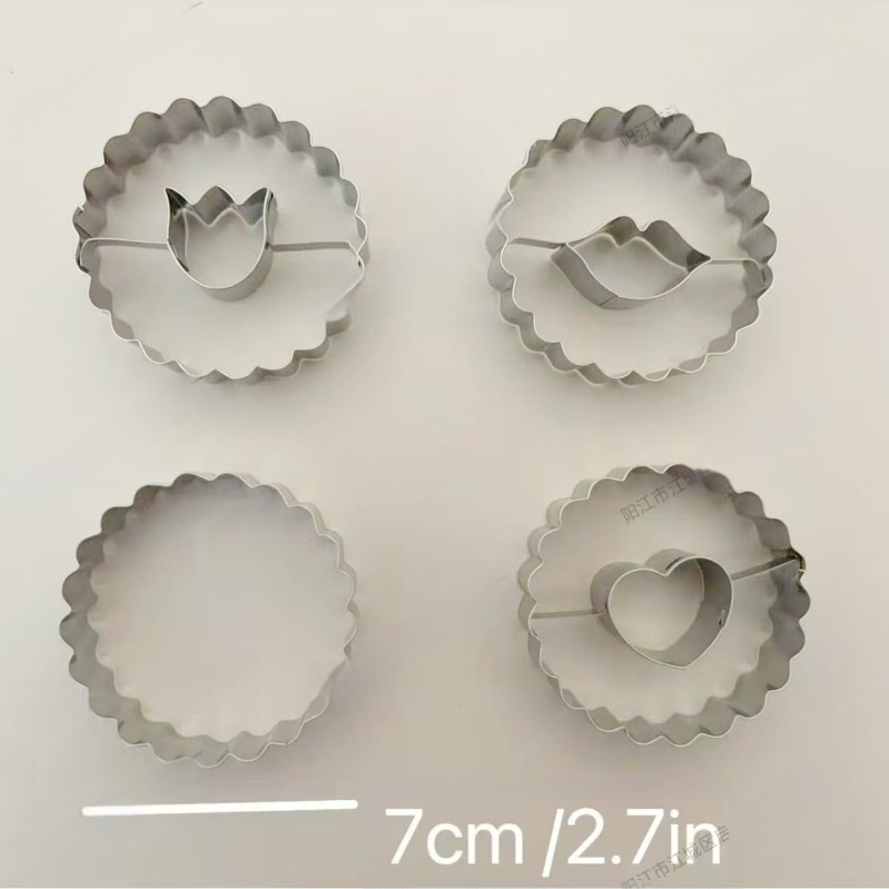 Καλούπι για μπισκότα από ανοξείδωτο ατσάλι σε σχήμα καρδιάς, στρογγυλό, για φοντάν με μαρμελάδα, για την ημέρα του Αγίου Βαλεντίνου